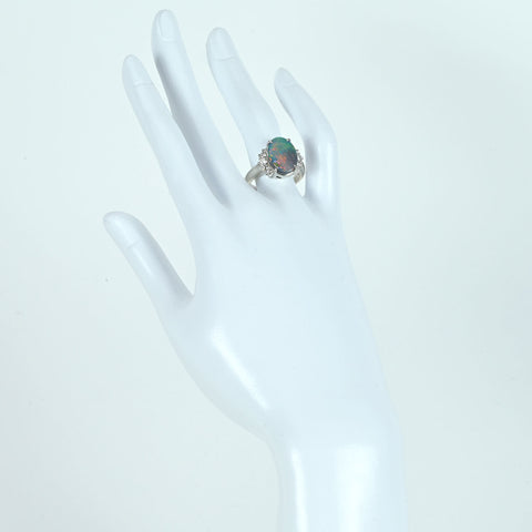 [Used] PT900 BLACK OPAL Black Opal Ring, BO4.47ct, D0.53ct, 11.0g, 14.5 