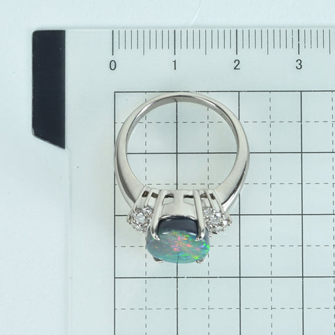 [Used] PT900 BLACK OPAL Black Opal Ring, BO4.47ct, D0.53ct, 11.0g, 14.5 