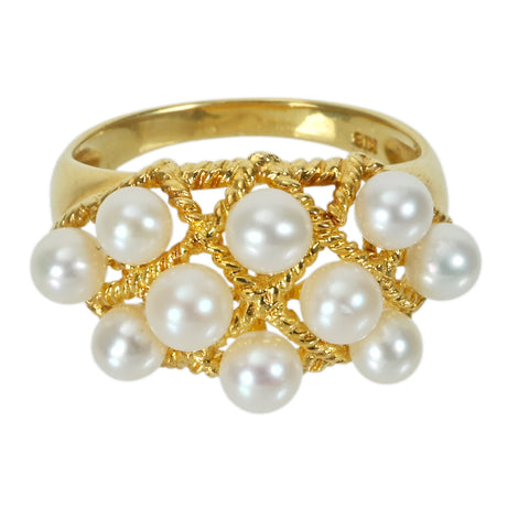 【中古】K18YG AKOYA PEARLアコヤパールリング 3.3mm-3.8mm 3.7g ＃9