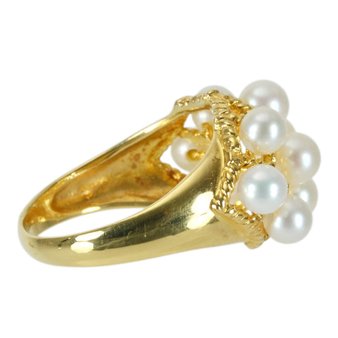 【中古】K18YG AKOYA PEARLアコヤパールリング 3.3mm-3.8mm 3.7g ＃9