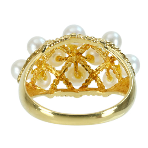 【中古】K18YG AKOYA PEARLアコヤパールリング 3.3mm-3.8mm 3.7g ＃9