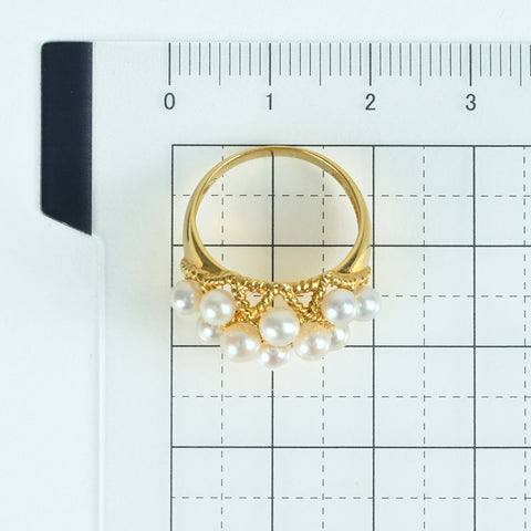 【中古】K18YG AKOYA PEARLアコヤパールリング 3.3mm-3.8mm 3.7g ＃9