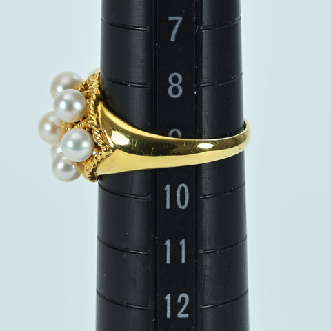 【中古】K18YG AKOYA PEARLアコヤパールリング 3.3mm-3.8mm 3.7g ＃9