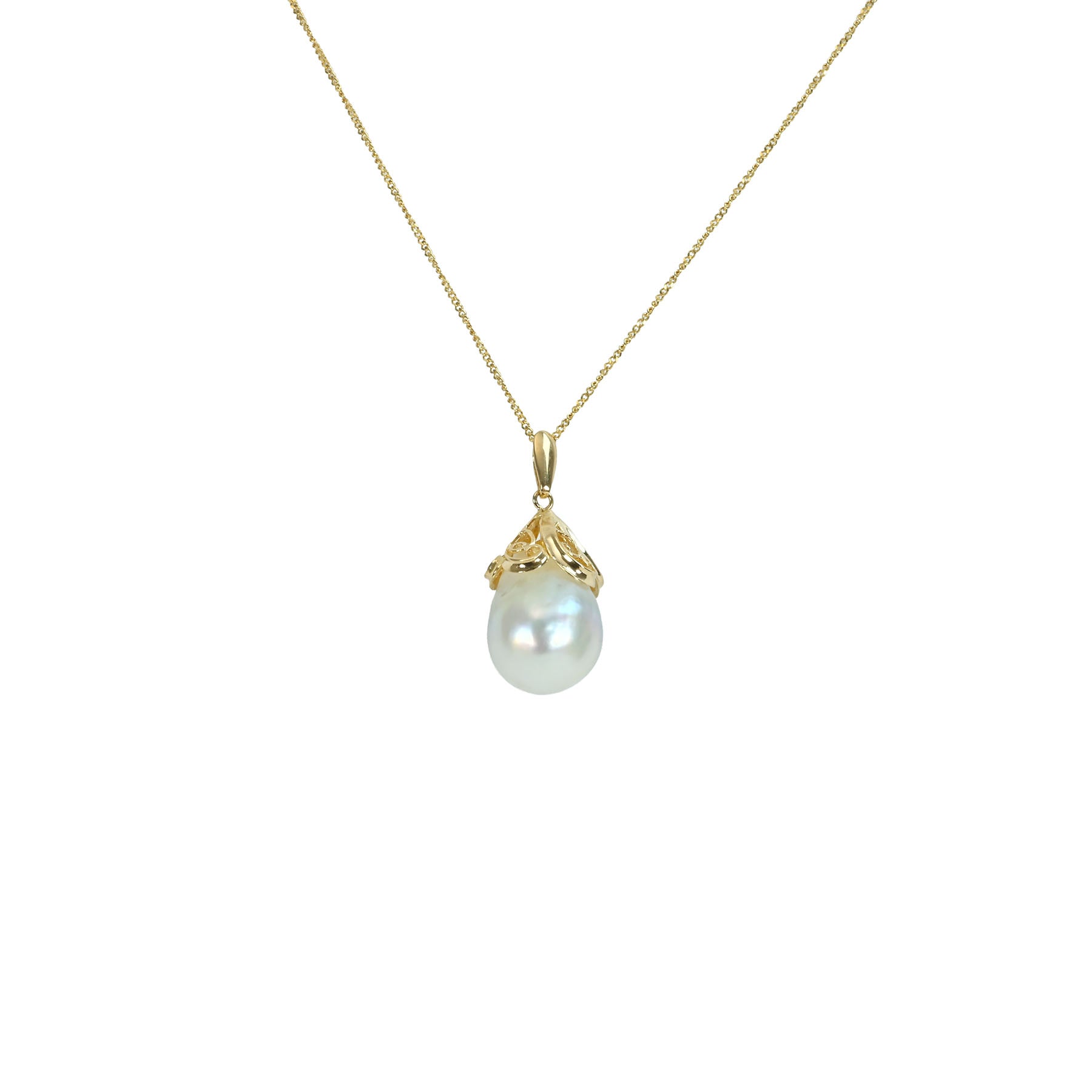 中古】 K18YG SOUTH SEA PEARL南洋 バロックパールペンダント