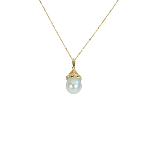 【中古】 K18YG SOUTH SEA PEARL南洋 バロックパールペンダントネックレス 11.8mm 5.0g