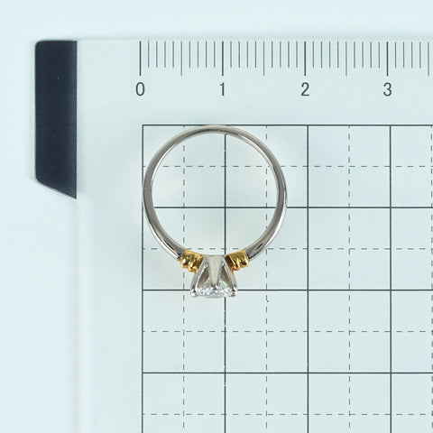 【中古】PT900/K18YG DIAMONDダイヤモンドリング 0.426ct 3.1g #7