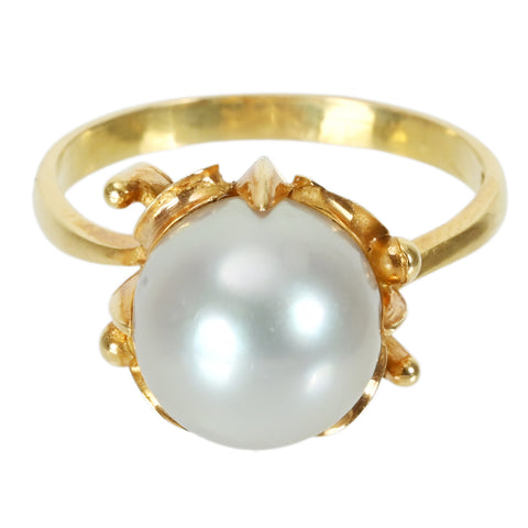 【中古】K18YG AKOYA PEARLアコヤパールリング9.6mm 4.3g #13.5