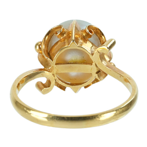 【中古】K18YG AKOYA PEARLアコヤパールリング9.6mm 4.3g #13.5