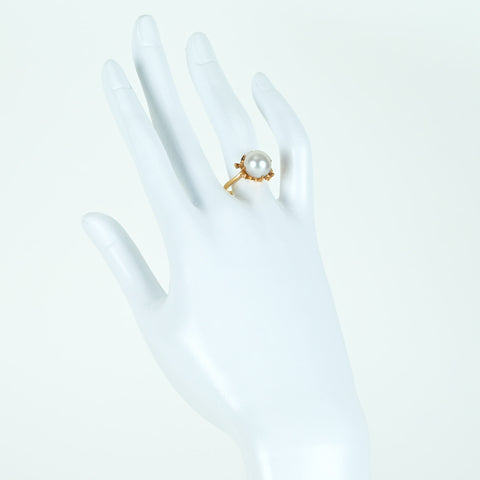 【中古】K18YG AKOYA PEARLアコヤパールリング9.6mm 4.3g #13.5