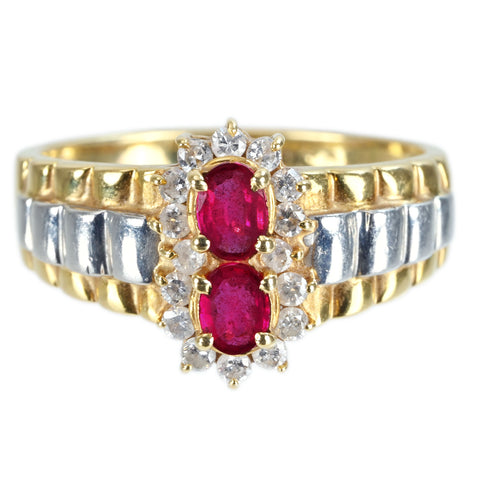 【中古】K18YG/PT900 RUBY RING ルビーリング D0.22ct 4.1g #12