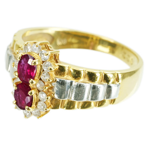 【中古】K18YG/PT900 RUBY RING ルビーリング D0.22ct 4.1g #12
