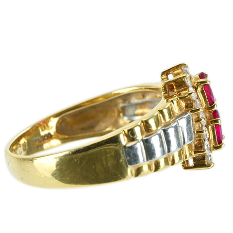【中古】K18YG/PT900 RUBY RING ルビーリング D0.22ct 4.1g #12