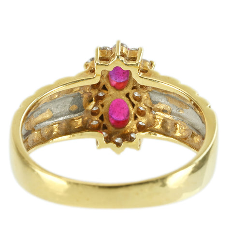 【中古】K18YG/PT900 RUBY RING ルビーリング D0.22ct 4.1g #12