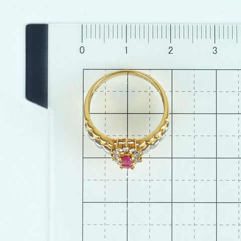 【中古】K18YG/PT900 RUBY RING ルビーリング D0.22ct 4.1g #12