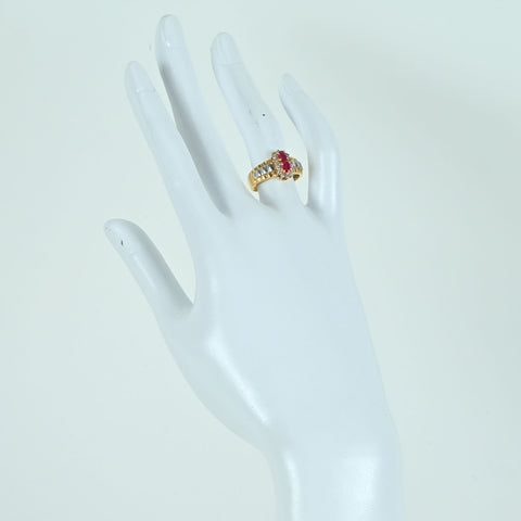 【中古】K18YG/PT900 RUBY RING ルビーリング D0.22ct 4.1g #12