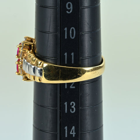 【中古】K18YG/PT900 RUBY RING ルビーリング D0.22ct 4.1g #12