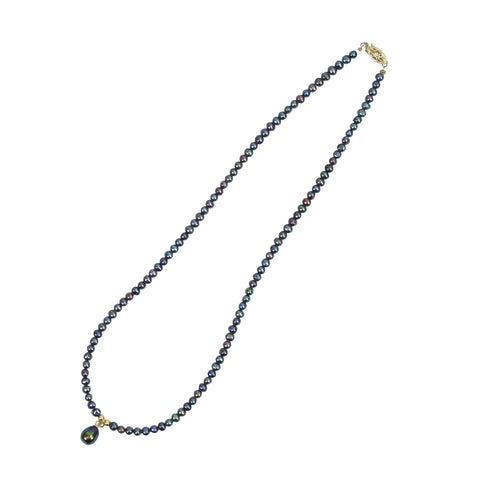 【中古】 K14YG PEARLブラックパールペンダントネックレス P7.1mm 8.7g