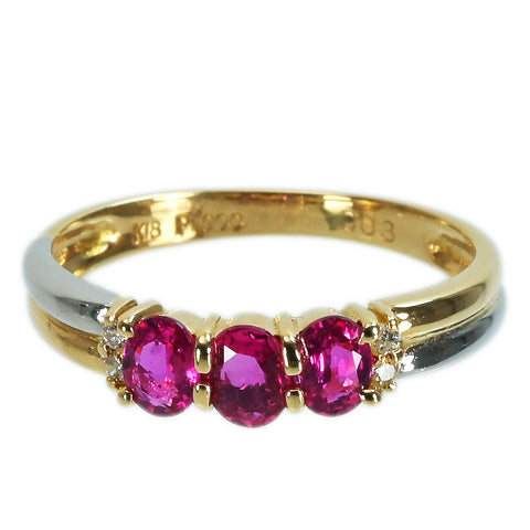 【中古】K18YG/PT950 RUBYルビーリング D0.03ct 2.3g