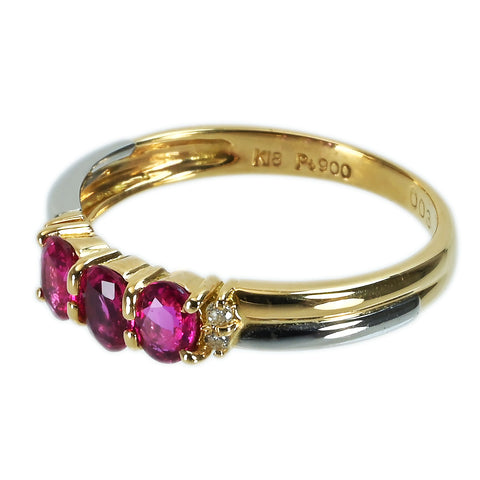 【中古】K18YG/PT950 RUBYルビーリング D0.03ct 2.3g