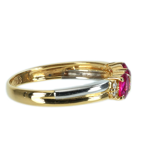 【中古】K18YG/PT950 RUBYルビーリング D0.03ct 2.3g