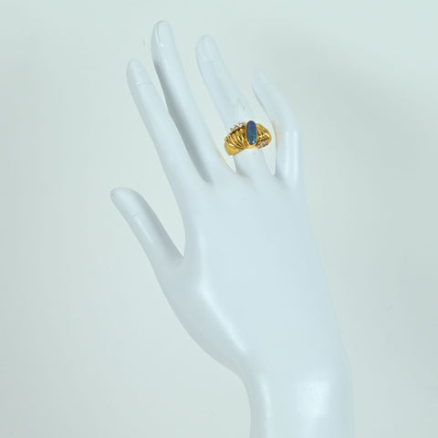 【中古】K18YG OPAL RING ブラックオパールリング BO1.01ct D0.16ct 6.7g #9