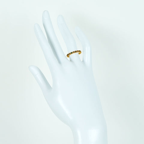 【中古】K18YG EMERALD エメラルド・ダイヤモンドエタニティリング E0.22ct D0.31ct 2.1g #11