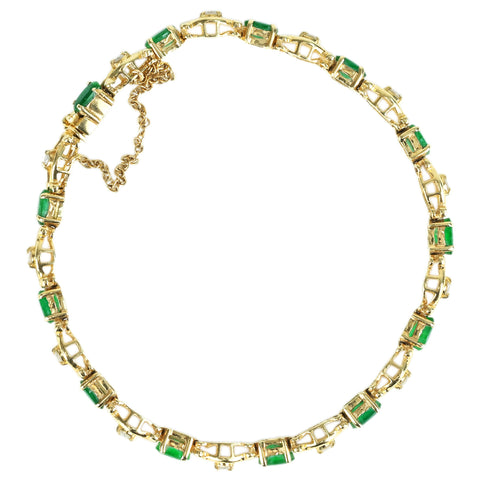 [Pre-owned] 14K Yellow Gold Emerald Bracelet, 17.5cm, 8.8g 