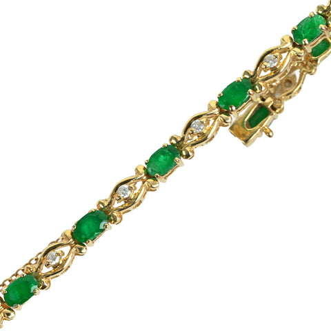【中古】K14YG EMERALD エメラルドブレスレット 17.5cm 8.8g