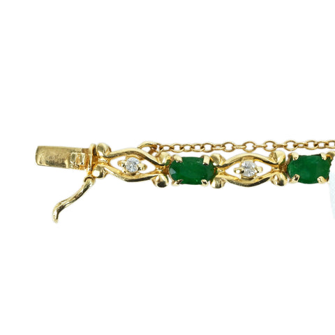 [Pre-owned] 14K Yellow Gold Emerald Bracelet, 17.5cm, 8.8g 