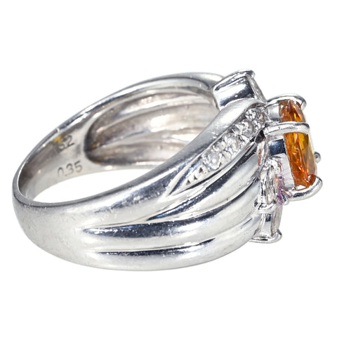 【中古】PT900 SAPPHIRE RING オレンジサファイアリング S1.62ct D0.35ct ソーティング 11.1g #13.5