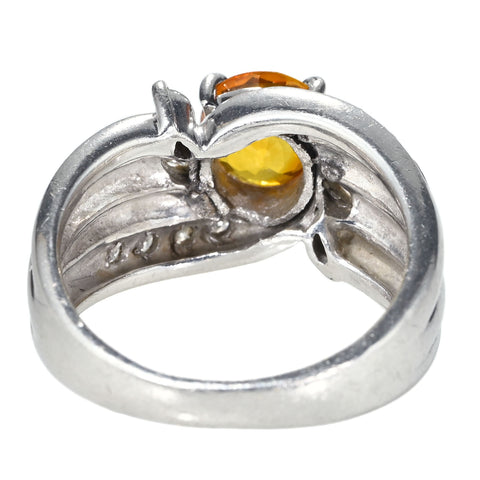 【中古】PT900 SAPPHIRE RING オレンジサファイアリング S1.62ct D0.35ct ソーティング 11.1g #13.5