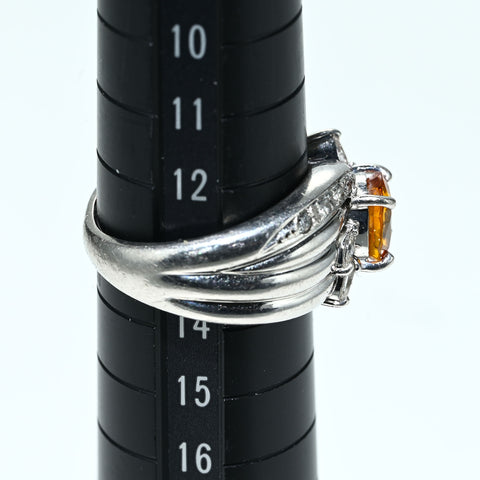 【中古】PT900 SAPPHIRE RING オレンジサファイアリング S1.62ct D0.35ct ソーティング 11.1g #13.5