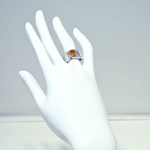 【中古】PT900 SAPPHIRE RING オレンジサファイアリング S1.62ct D0.35ct ソーティング 11.1g #13.5