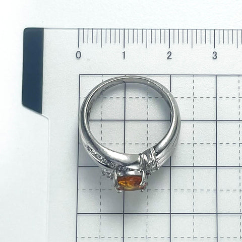 【中古】PT900 SAPPHIRE RING オレンジサファイアリング S1.62ct D0.35ct ソーティング 11.1g #13.5