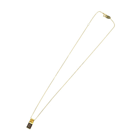 【中古】K18YG QUARTZ シトリン＆スモーキークォーツペンダントネックレス 3.9g