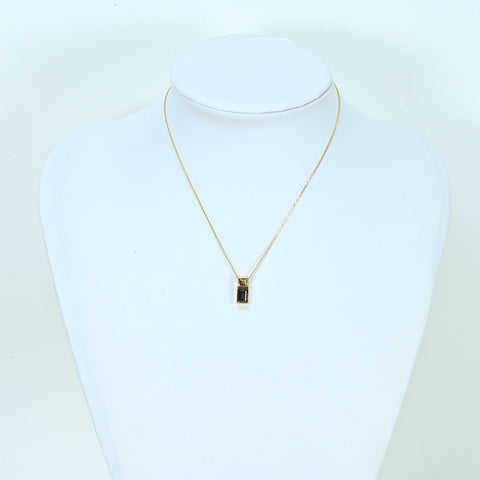 【中古】K18YG QUARTZ シトリン＆スモーキークォーツペンダントネックレス 3.9g