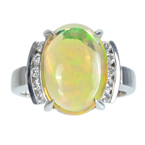 【中古】PT900 MEXICO OPAL メキシコオパールリング D0.20ct 8.3g #9