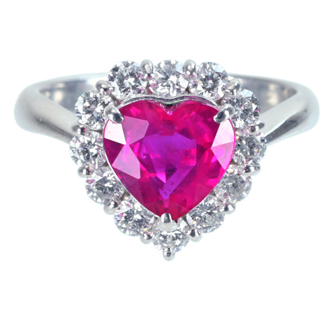 【中古】PT900 RUBYルビーリング RING  R2.32ct D0.70ct CGLソーティング 6.2g #11