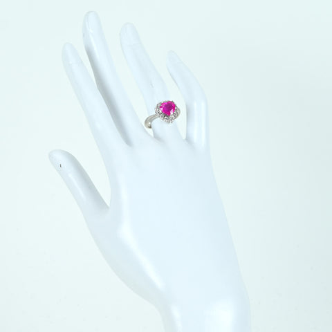 【中古】PT900 RUBYルビーリング RING  R2.32ct D0.70ct CGLソーティング 6.2g #11