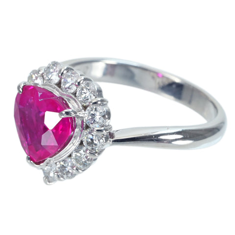 【中古】PT900 RUBYルビーリング RING  R2.32ct D0.70ct CGLソーティング 6.2g #11