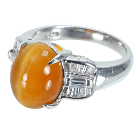 【中古】PT900 OPAL CATSEYEオパールキャッツアイリング OC3.94ct D0.44ct  9.0g #11.5