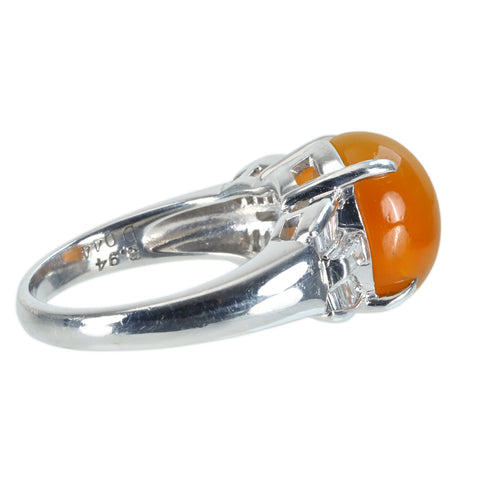 【中古】PT900 OPAL CATSEYEオパールキャッツアイリング OC3.94ct D0.44ct  9.0g #11.5