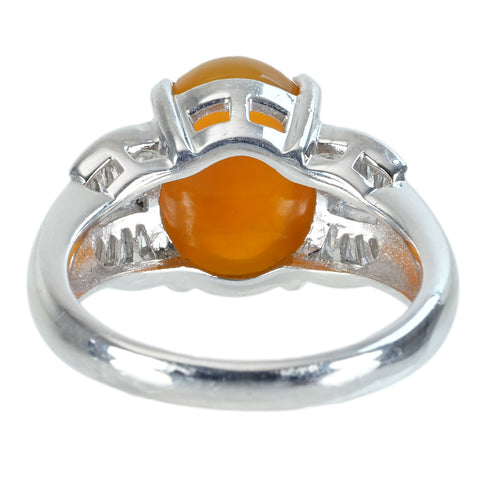 【中古】PT900 OPAL CATSEYEオパールキャッツアイリング OC3.94ct D0.44ct  9.0g #11.5