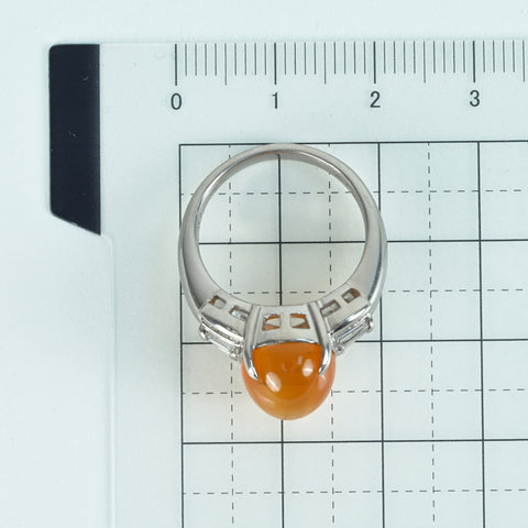 【中古】PT900 OPAL CATSEYEオパールキャッツアイリング OC3.94ct D0.44ct  9.0g #11.5