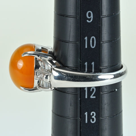 【中古】PT900 OPAL CATSEYEオパールキャッツアイリング OC3.94ct D0.44ct  9.0g #11.5