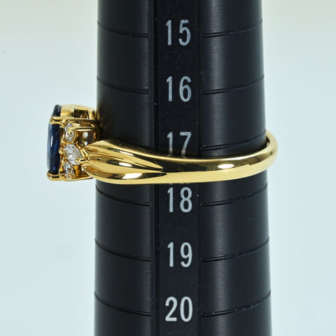 【中古】K18YG SAPPHIRE サファイアリング S1.07ct D0.32ct 4.9g #17.5
