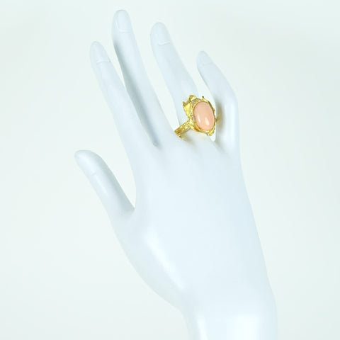 【中古】K18YG CORALサンゴリング D0.04ct 9.6g #20