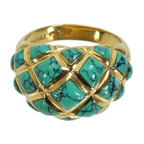 【中古】KABANA K18YG TURQUOISE ターコイズリング 16.5g ONE PRICE 20