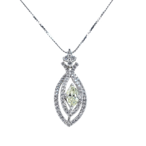 【中古】K18WG DIAMOND NECKLACE ダイヤモンドペンダントネックレス 0.428ct D0.40ct 2.8g