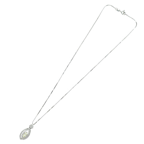 【中古】K18WG DIAMOND NECKLACE ダイヤモンドペンダントネックレス 0.428ct D0.40ct 2.8g